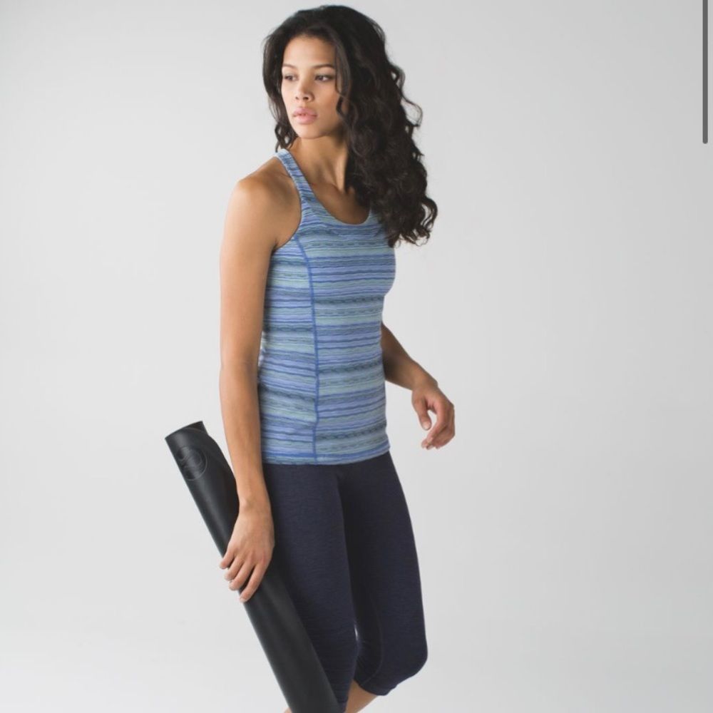 lululemon athletica Blue Striped Racerback Tank